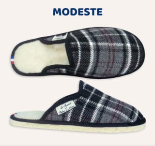 Les Chaussons de Bébert et Nonore - Mules motif écossais Modeste