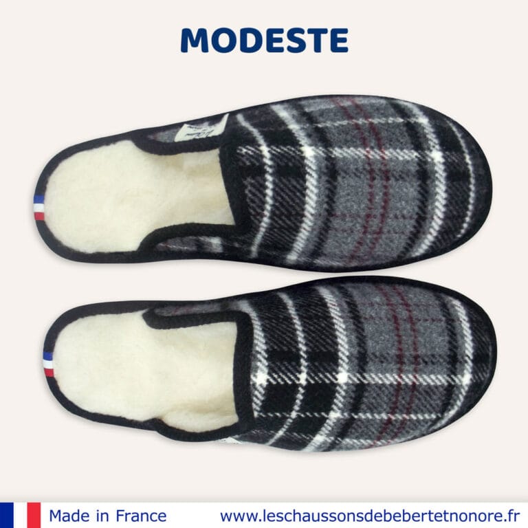 Les Chaussons de Bébert et Nonore - Mules motif écossais Modeste