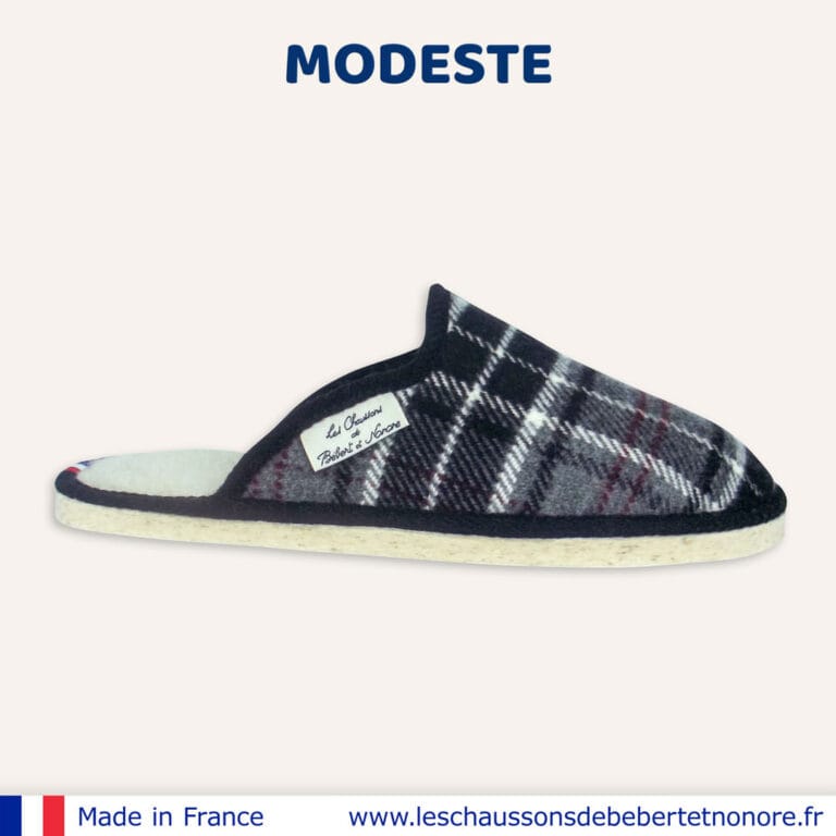 Les Chaussons de Bébert et Nonore - Mules motif écossais Modeste