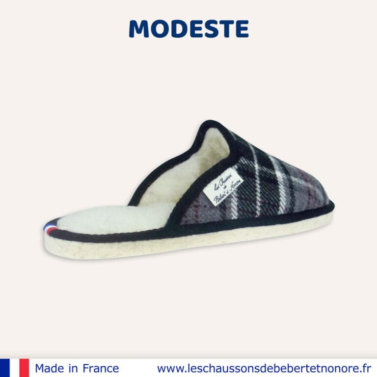 Les Chaussons de Bébert et Nonore - Mules motif écossais Modeste