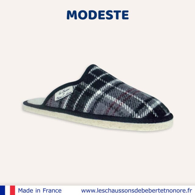 Les Chaussons de Bébert et Nonore - Mules motif écossais Modeste