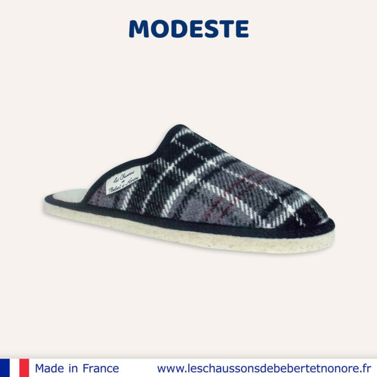 Les Chaussons de Bébert et Nonore - Mules motif écossais Modeste
