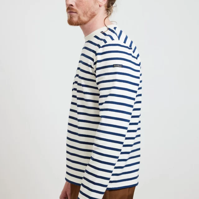 Le Minor - T-shirt rayé à manches longues Ecru/Marine