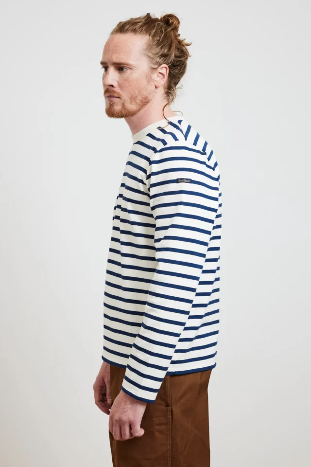 Le Minor - T-shirt rayé à manches longues Ecru/Marine