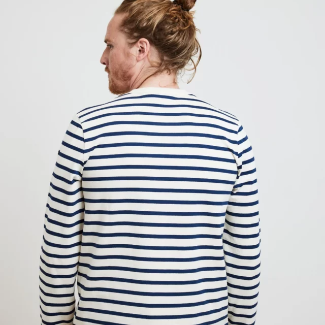 Le Minor - T-shirt rayé à manches longues Ecru/Marine