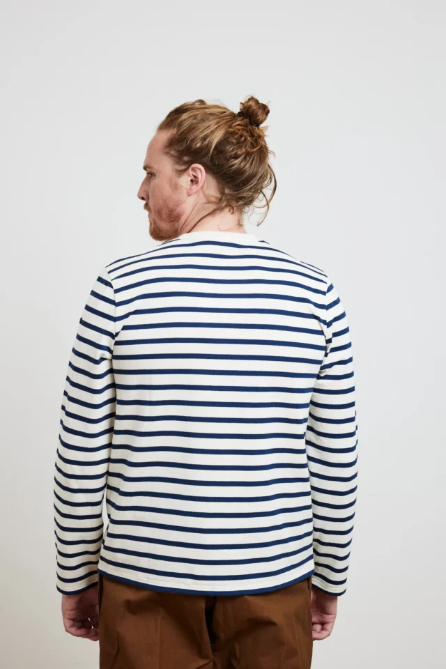 Le Minor - T-shirt rayé à manches longues Ecru/Marine