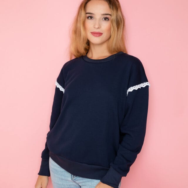 April & C - Sweat Camélia marine