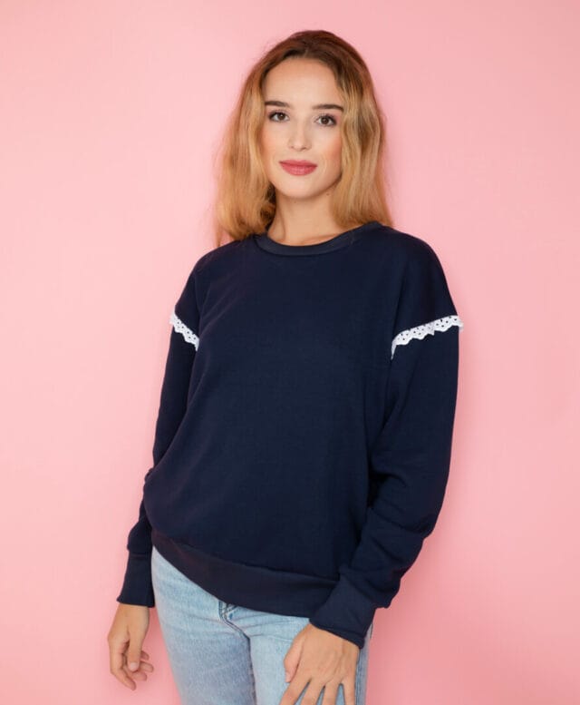 April & C - Sweat Camélia marine