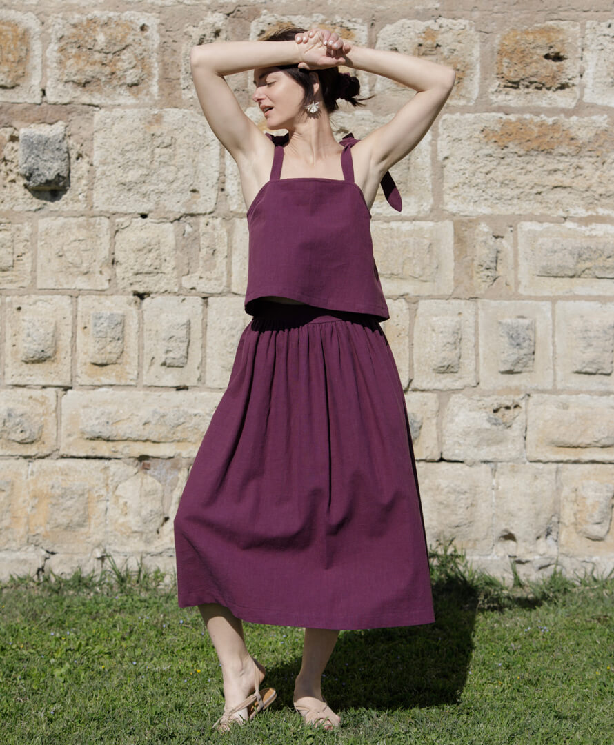 Ensemble cérémonie top & jupe printemps été April & C 100 % Lin écologique