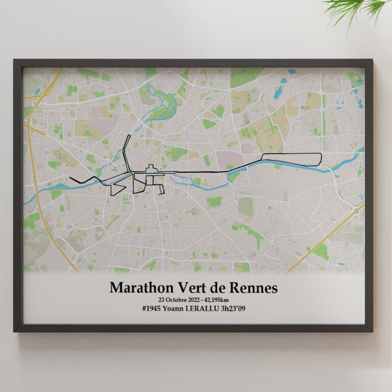 Marathon de Rennes 2022 Outdoor Noir The Post Trace - Affiche Marathon de Rennes