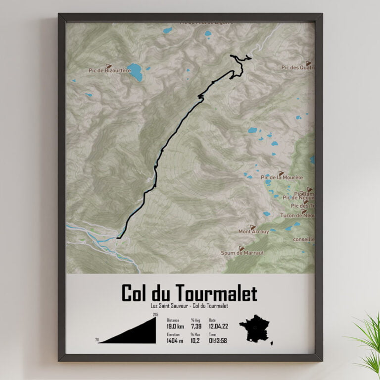 The Post Trace - Affiche Cyclisme - Col du Tourmalet depuis Luz-Saint-Sauveur