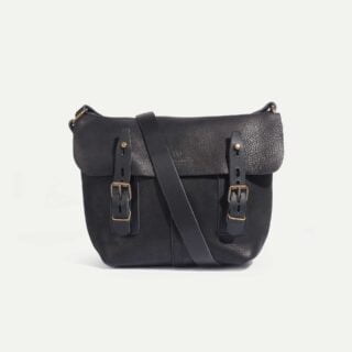 Bleu de Chauffe - Sac besace Louis  Charbon Noir / Cuir Waxé