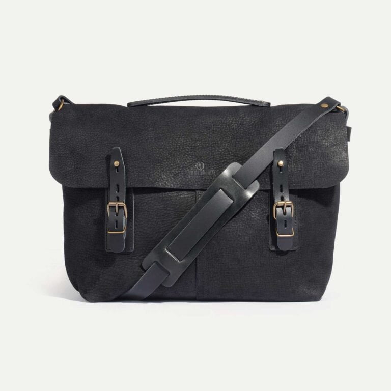 Bleu de Chauffe - Sac besace Lucien - Charbon Noir / Cuir Waxé - new