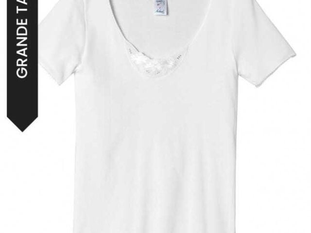 tee shirt manches courtes en coton avec broderie Achel par Lemahieu - Tee-shirt Femme En Broderie Anglaise | Made In France | Lemahieu