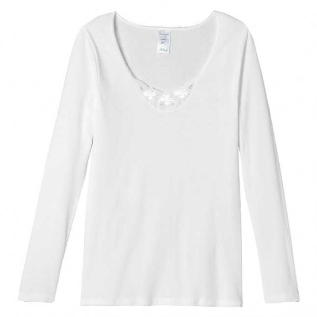 tee shirt manches longues en coton avec broderie Achel par Lemahieu - T-shirt Femme - Broderie Anglaise - Manches Longues | Made In France | Lemahieu