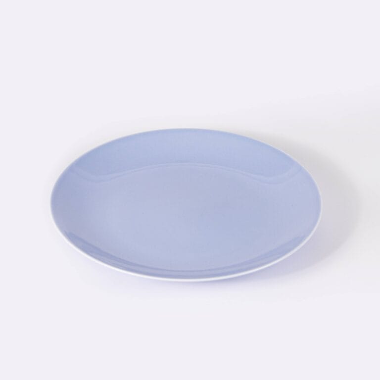 Ogre La Fabrique - La grande assiette en porcelaine ronde bleu pastel