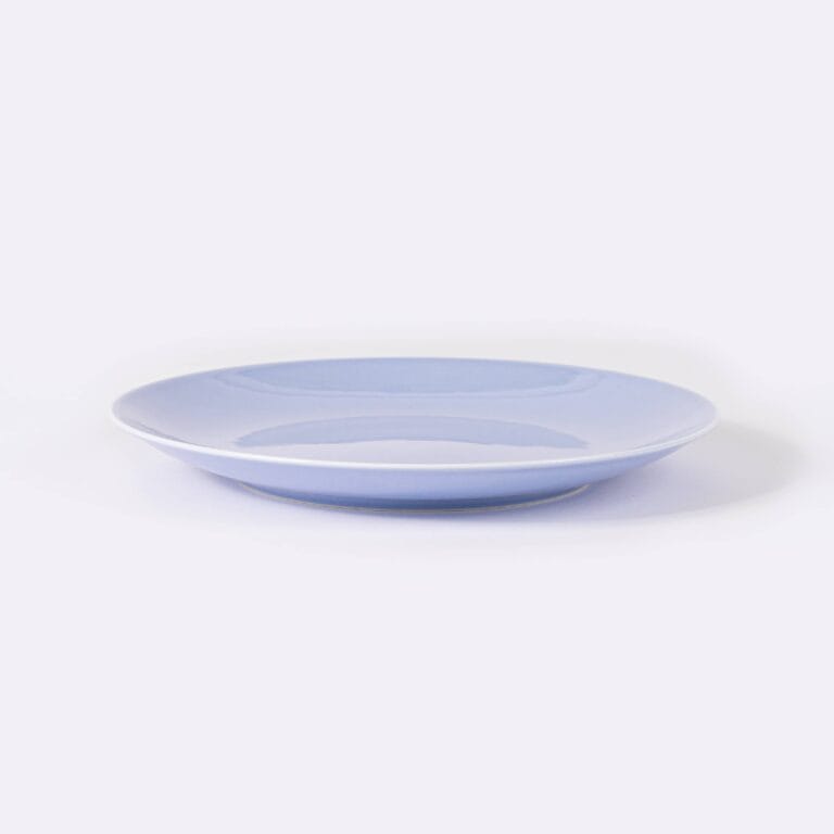 Ogre La Fabrique - La grande assiette en porcelaine ronde bleu pastel