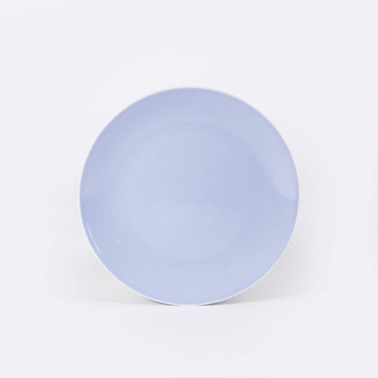 Ogre La Fabrique - La grande assiette en porcelaine ronde bleu pastel