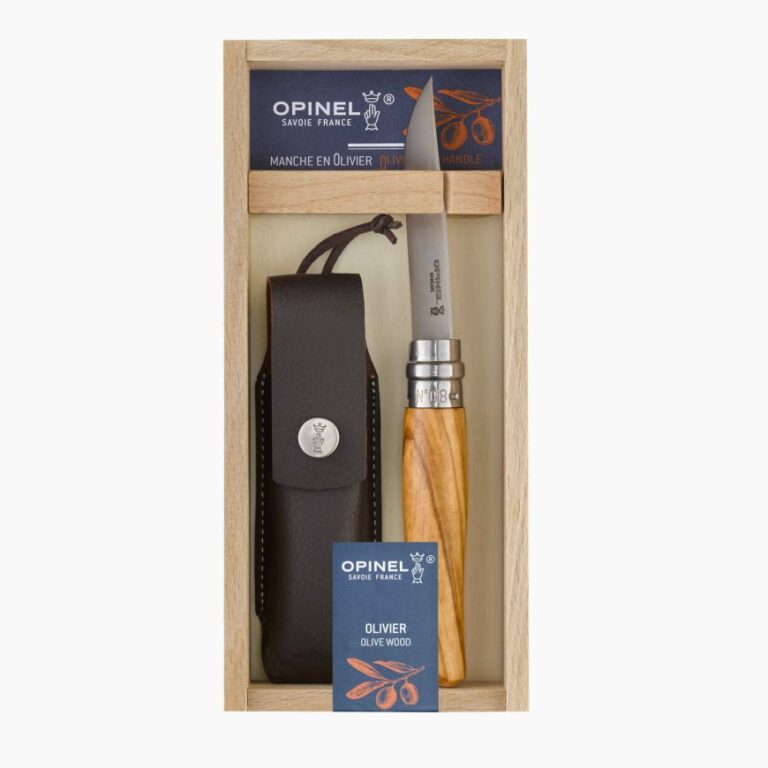 001004 plumier ndeg08 olivieretui face hd Opinel - Plumier N°08 Olivier + étui - Couteau de Poche - Etui Alpine - Lame acier inoxydable 8