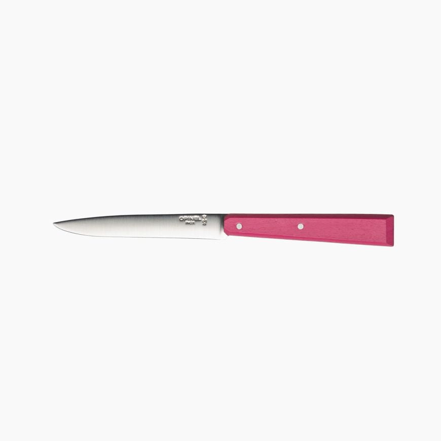 125 fuschia Opinel - Couteau de table N°125 Fuchsia - Lame lisse acier inoxydable 11 cm à steak - Manche Bois Charme - Made in France