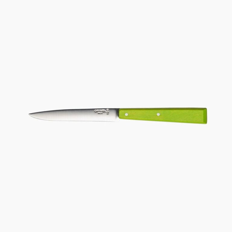Opinel - Couteau de table N°125 Vert Pomme - Lame lisse acier inoxydable 11 cm à steak - Manche Bois Charme - Made in France