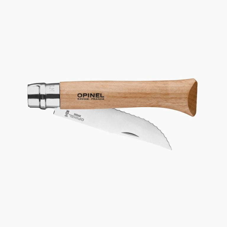 Opinel - Couteau N°12 Cranté - Lame crantée acier inoxydable 12 cm - Manche hêtre - Couteau à pain fruits légumes - Pique-nique - Made in France