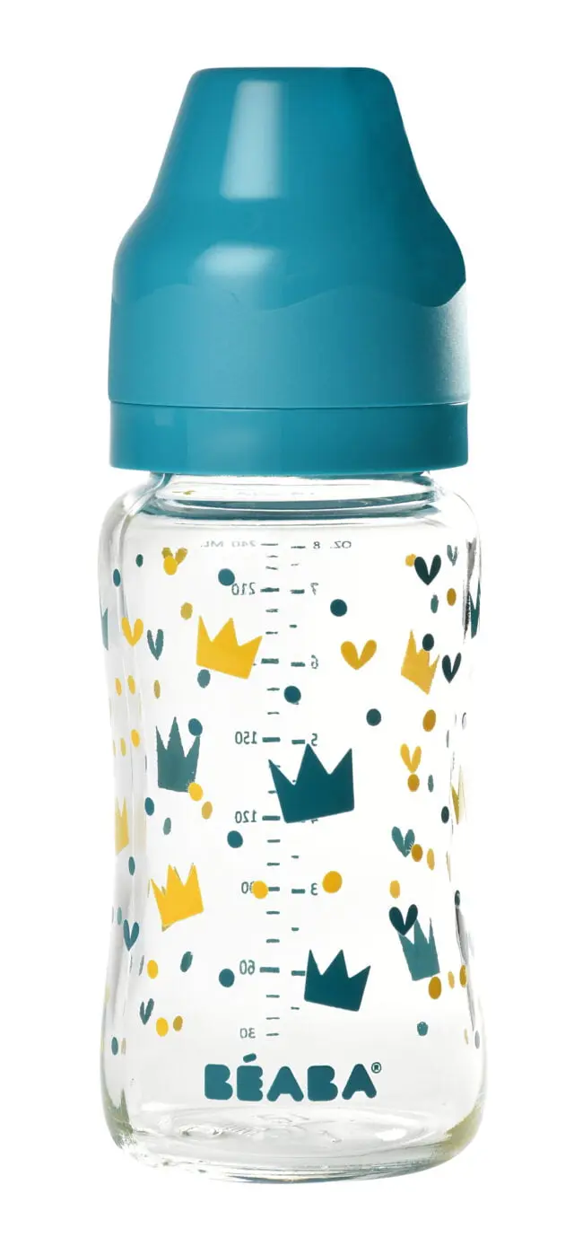 Béaba - Biberon Verre Col Large 240ml blue