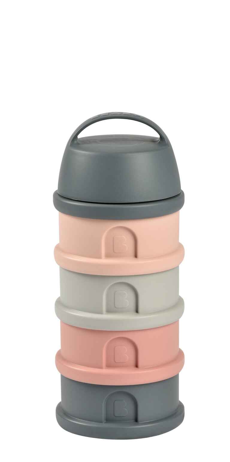 Doseur De Lait Bébé 4 Compartiments Empilables - Anti-fuite, Bec Verseur - Pour Lait En Poudre, Collations - Matériau Alimentaire PP - Vert/Violet