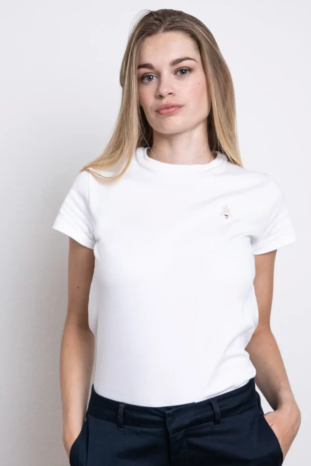 Edmond Marcel - T-shirt blanc femme à col rond