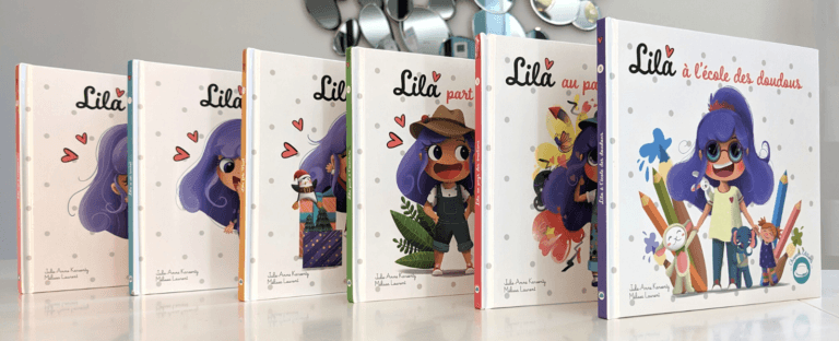 Lila signe avec bebe banniere collection six livres