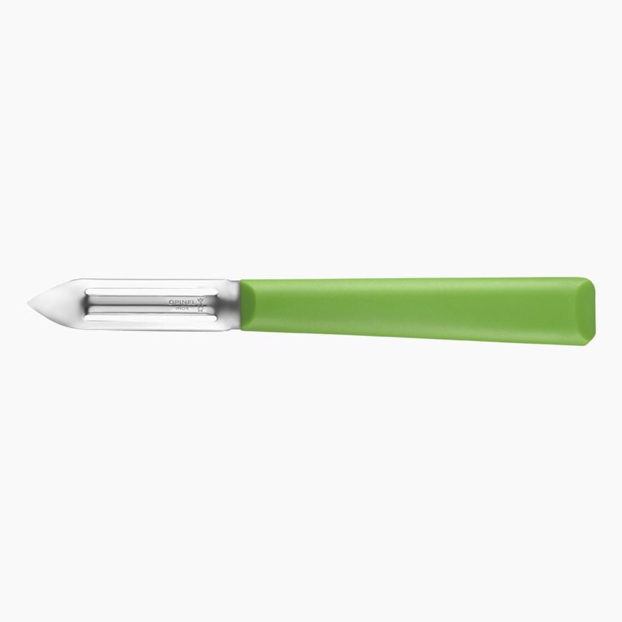 eplucheurvertpackshot Opinel - Eplucheur N°315 Essentiels + Vert - Double lame acier inoxydable - Econome - Manche polymère - Résistant lave-vaisselle - Made in France