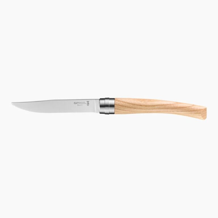 frene Opinel - Coffret 4 couteaux de table Chic Frêne - Lame Yatagan acier inoxydable 10 cm - Manche bois - Nouvelle collection - Made in France