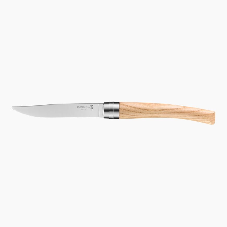 frene Opinel - Coffret 4 couteaux de table Chic Frêne - Lame Yatagan acier inoxydable 10 cm - Manche bois - Nouvelle collection - Made in France