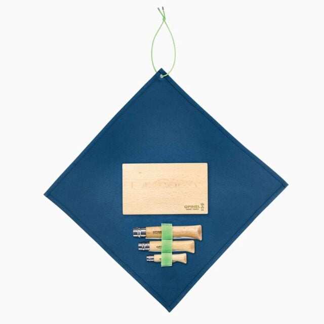 Opinel - Kit Cuisine Nomade - Couteaux de poche - N°10 Tire-Bouchon - N°12 Cranté - N°06 Eplucheur de poche - Planche à découper - Made in France