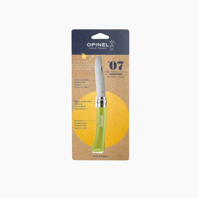 Opinel - Couteau de poche Mon Premier Opinel Pomme pour enfant - Lame bout rond 8 cm acier inoxydable - Manche bois charme - Made in France