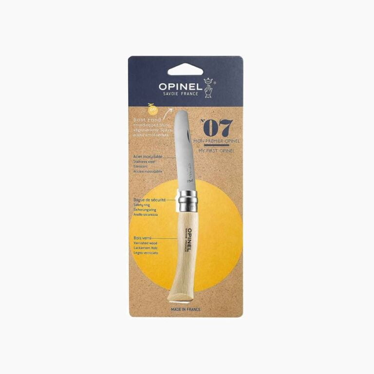 Opinel - Couteau de poche Mon Premier Opinel Naturel pour enfant - Lame bout rond 8 cm acier inoxydable - Manche bois Hêtre - Made in France