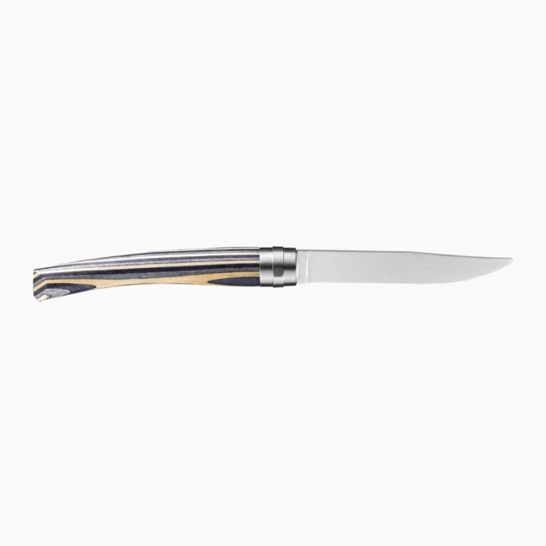 Opinel - Coffret 4 couteaux de table Chic Bouleau Lamellé - Lame Yatagan acier inoxydable 10 cm - Manche bois - Nouvelle collection - Made in France