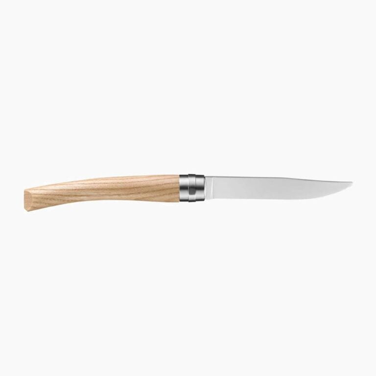 Opinel - Coffret 4 couteaux de table Chic Frêne - Lame Yatagan acier inoxydable 10 cm - Manche bois - Nouvelle collection - Made in France