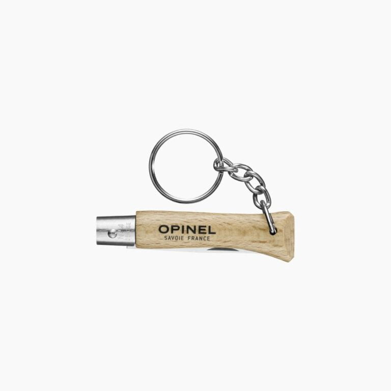 Opinel - Couteau Porte-Clés N°04 Inox - Lame acier inoxydable 5 cm - Manche Bois Hêtre - Made in France