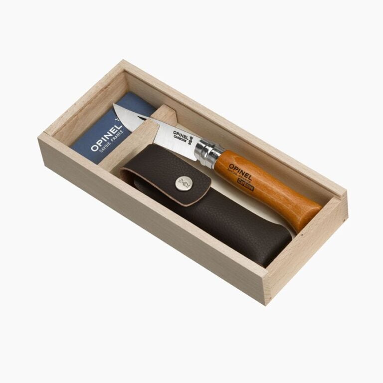 Opinel - Plumier N°08 Carbone + étui - Couteau de Poche - Etui Alpine - Lame acier carbone 8