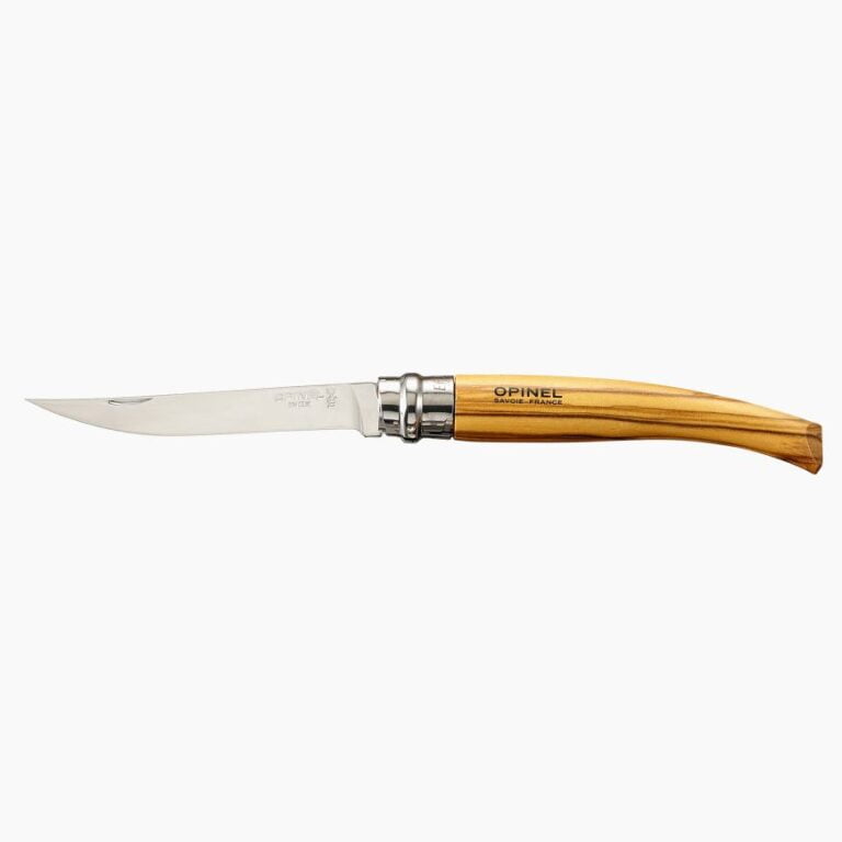 Opinel - Plumier Effilé 10 Olivier - Couteau de Poche - Etui Alpine - Lame acier inoxydable Poliglace 10 cm - Manche Bois - Made in France