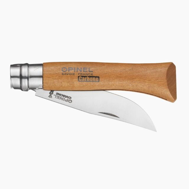 Opinel - Couteau de Poche N°10 Carbone - Lame acier carbone 10 cm - Manche Bois Hêtre - Made in France