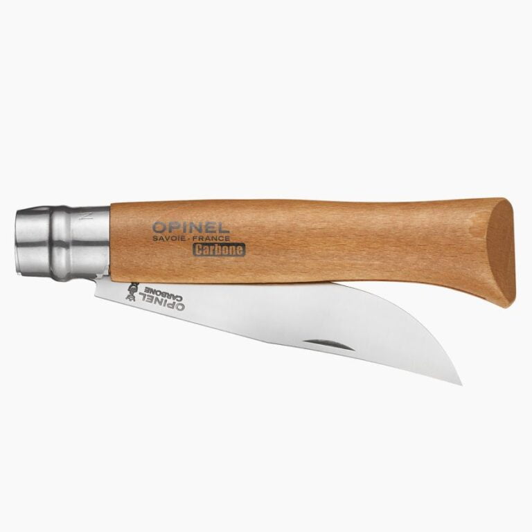 Opinel - Couteau de Poche N°12 Carbone - Lame acier carbone 12 cm - Manche Bois Hêtre - Made in France