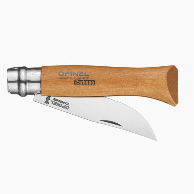 Opinel - Couteau de Poche N°09 Carbone - Lame acier carbone 9 cm - Manche Bois Hêtre - Made in France
