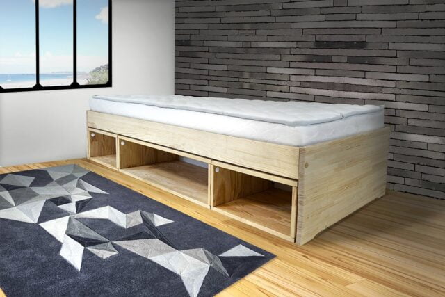 ABC MEUBLES - Lit avec rangement Maël 90x200