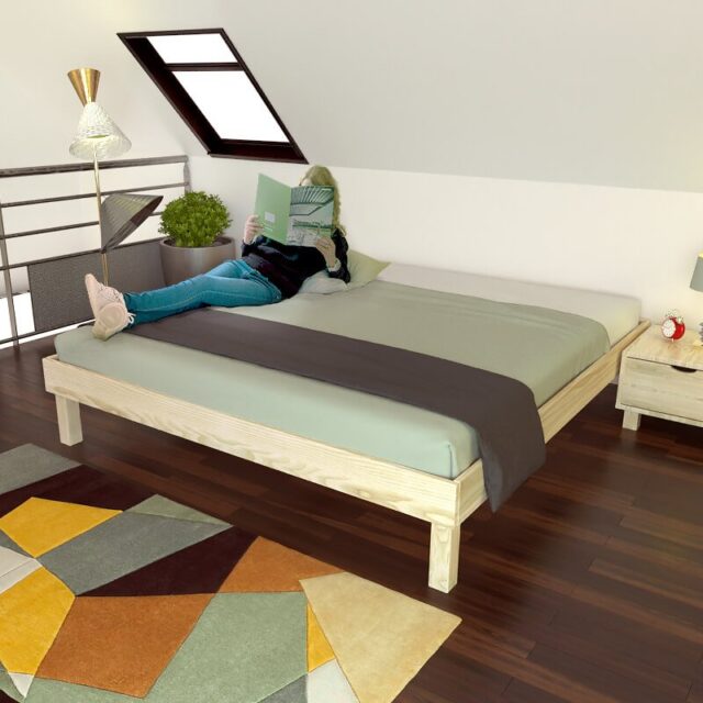 ABC MEUBLES - Lit queen size 180x200 Confort en bois massif