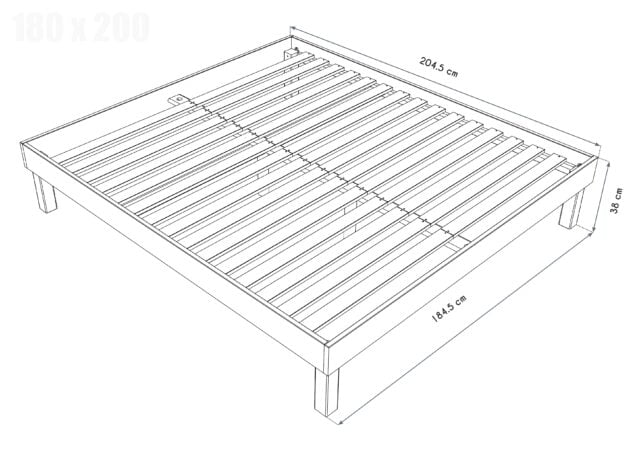 ABC MEUBLES - Lit queen size 180x200 Confort en bois massif
