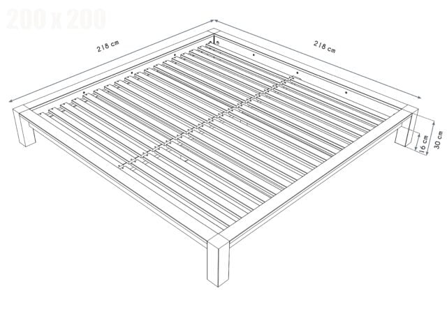 ABC MEUBLES - Lit King Size 200x200 bois massif