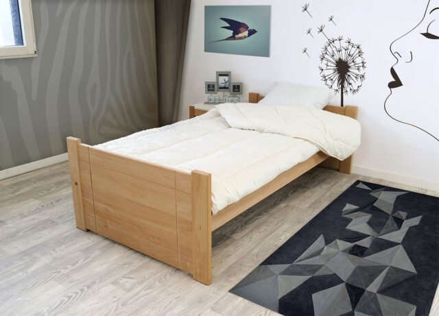 ABC MEUBLES - Lit 90x190 1 place bois hêtre Solo