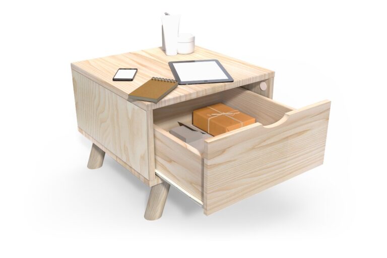 ABC MEUBLES - Table de chevet Scandinave bois Viking + tiroir